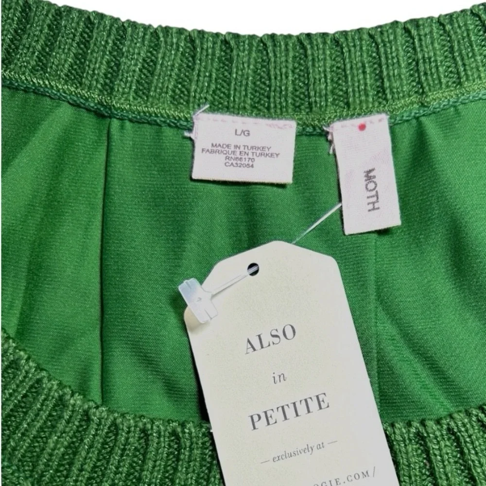 $129 Anthropologie Smooth Back Cardigan Large 10 12 Green White Striped Sweater - Picture 11 of 14